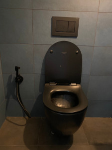 Photo de galerie - Toilettes suspendues avec installation d'un jet d'eau