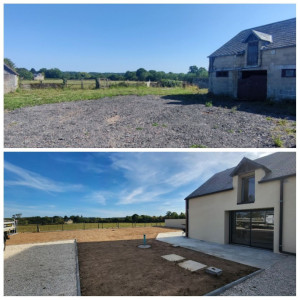 Photo de galerie - Terrassement / pose de bordure / apport terre végétale / préparation pour gazon / pose de gravier de finition