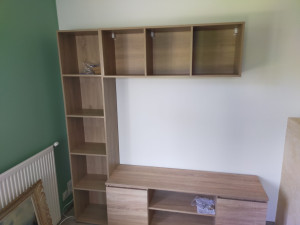 Photo de galerie - Montage meuble en kit et installation en meuble murale TV 
