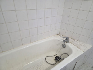 Photo de galerie - Photo avant nettoyage de salle de bain avec nettoyeur vapeur