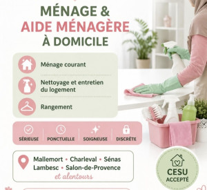 Photo de galerie - Expérimentée en ménage à domicile, sérieuse, soigneuse, organisée et efficace. Travail soigné et sens du détail.

