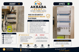 Photo de galerie - ⚡ Rénovation & mise en sécurité de tableau électrique
AKBABA ELEC vous propose la rénovation et la mise en sécurité de votre tableau électrique.
✅ Remplacement d’ancien tableau
✅ Installation d’un tableau neuf et modulaire
✅ Disjoncteurs et protections ad