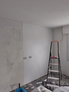 Photo de galerie - Pose fibre de verre prepeint + peinture.