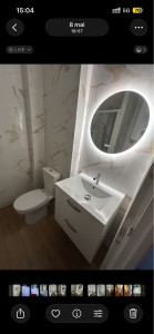 Photo de galerie - Rénovation salle de bain carrelage + plomberie 