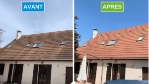 Photo de galerie - Nettoyage toiture + traitement hydrofuge imperméabilisant 