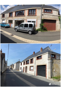 Photo de galerie - Enduit à la chaux , parement de brique et pierre, et pose porte garage .