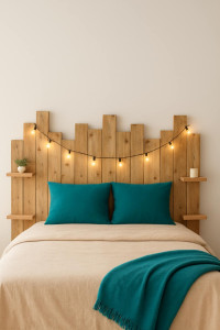 Photo de galerie - Tête de lit avec étagères sur demande et sur mesure