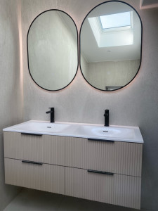 Photo de galerie - Pose meuble vasque + mitigeur + miroir