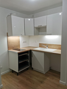 Photo de galerie - Adaptation meubles cuisine à un bloc évier existant (logement en location) 