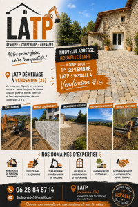 Photo de galerie - ?️ Bienvenue chez LATP ! ?
Basée à Vendémian dans l’Hérault, LATP vous accompagne dans vos projets de rénovation, gros œuvre, maçonnerie, terrassement et aménagement.