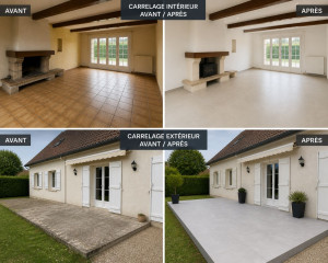 Photo de galerie - Rénovation intérieure ragréage mise en peinture et pose de carrelage et rénovation extérieur pose de carrelage sur la terrasse 