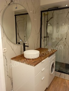 Photo de galerie - Rénovation salle de bain complète avec pose de carrelage, plomberie, douche ,pose de meuble vasque..