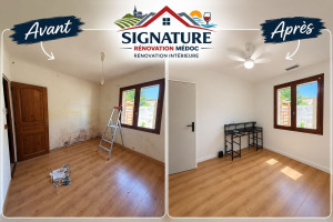 Photo de galerie - Rénovation murs et plafond plus remplacement bloc porte 