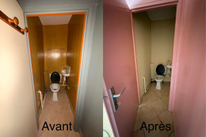 Photo de galerie - Petit avant/après d’un toilette en peinture 