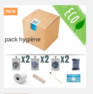 Photo de galerie - Pack hygiène, savon,shampoing, crème pour le corps,papier toilette, brosse a dent,lingette,serviettes .