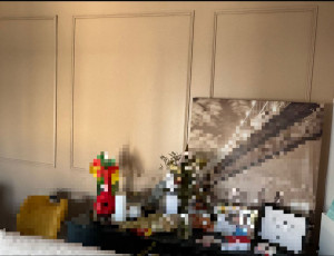 Photo de galerie - Peinture avec réalisation de cadre en bois.