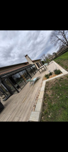 Photo de galerie - Dallages sur plots effet bois avec bi muro 