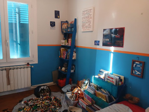 Photo de galerie - Réfection complète d une chambre enfant , plâtre / ponçage / mise en peinture 