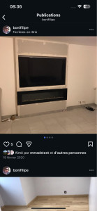 Photo de galerie - Fixation, télé et cheminée