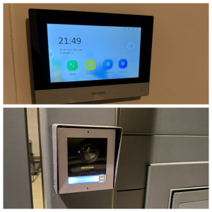 Photo de galerie - Installation d'un visiophone connecté de la marque HIKVISION