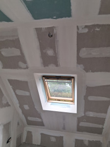 Photo de galerie - Chantier pose de bandes sur plaque de plâtre 