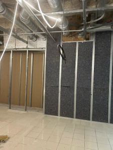 Photo de galerie - Isolation bruit en ba18/ba13 phonique avec laine isocoton en 140mm et acoustimass (zone groupe Clim/chauffage)