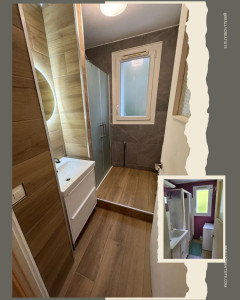 Photo de galerie - Un avant après d'une petite salle de douches dans un appartement
Le petit plus: création d'une dalle pour encastrer le receveur et faire une douche à l'italienne. 