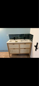 Photo de galerie - Installation de ce meuble vasque et faïence