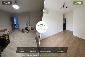 Photo de galerie - Remise en peinture, pose de climatisation, pose de parquet et création d'une cloison.