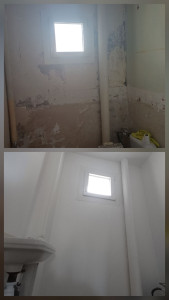 Photo de galerie - Rénovation murs WC jusqu'à Application d'une impression 