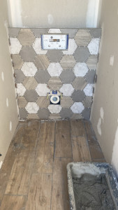 Photo de galerie - Création wc avec toilette suspendu 