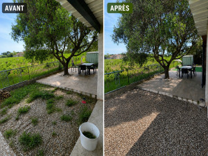 Photo de galerie - Arrachage de mauvaise herbe plus nettoyage de terrasse 