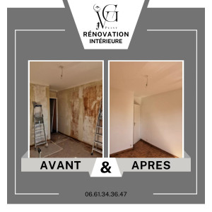 Photo de galerie - Enlèvement de tapisserie suivi d’une ratissage total et d’une mise en peinture.