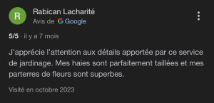 Photo de galerie - Voici l’un de nos avis, Google, laissé par un client 
