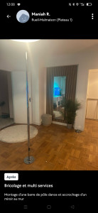 Photo de galerie - Montage barre pole dance et fixation miroir 