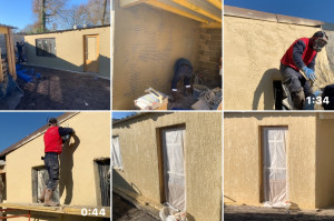 Photo de galerie - Enduit, façade, monocouche, couleur, piére, finition, écrasée, enduit sur Bois