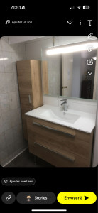 Photo de galerie - Meuble lavabo miroir et armoire de rangement 
