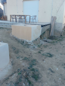 Photo de galerie - Chantier d'enduit sur parpaing
