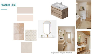 Photo de galerie - Planche déco et choix matériaux pour la rénovation d'une salle de bain d'un gîte 