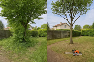 Photo de galerie - Avant après entretien du jardin