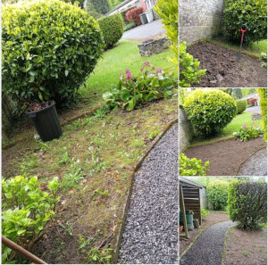 Photo de galerie - Desherbage pose de toile de paillage