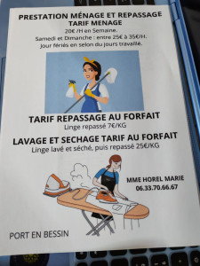 Photo de galerie - Affiche de mes tarifs. Mais on peut discuter en prenant rdv avant effectuée entretien.