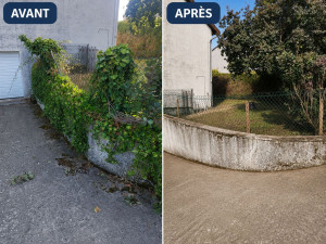 Photo de galerie - Débroussaillage et nettoyage du terrain, coupe des végétaux et des mauvaises herbes, taille des haies et remise en état des espaces extérieurs. Évacuation des déchets verts après intervention.
Un travail propre et soigné pour retrouver un extérieur dégagé