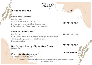 Photo de galerie - Fiche des tarifs