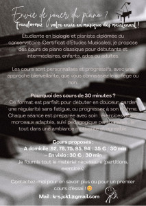 Photo de galerie - Cours particulier de Piano 