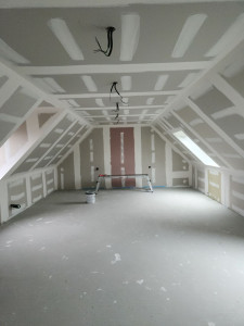 Photo de galerie - Isolation plâtrerie enduit sur une maison neuve 