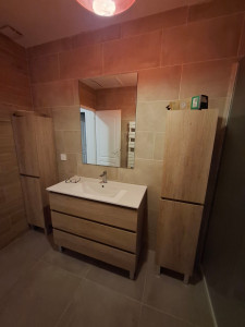 Photo de galerie - Pose meuble vasque + miroir et 2 colonnes 
