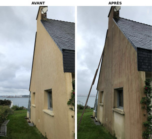 Photo de galerie - Traitement fongicide & décapage haute pression de façade  Redonnez tout son éclat à votre façade ! J’interviens pour le nettoyage et le traitement de vos murs extérieurs