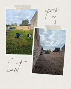 Photo de galerie - Remise en état de jardin & Préparation de sol avant gazon

Besoin d'un coup de main pour redonner vie à votre extérieur ? Je mets mon savoir-faire et mon matériel à votre disposition pour vos travaux d'aménagement paysager et de motoculture.
​Services pro