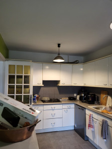 Photo de galerie - Ratissage d'un plafond complet suite à un dégâts des eaux puis mise en peinture 